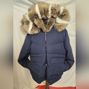 JC Dark Blue Jacket with Fur Trim